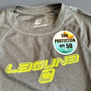 New Laguna Boy's UPF 50 Swim Shirt Rash Guard | Size Small (8)‎ Gray Neon Yellow